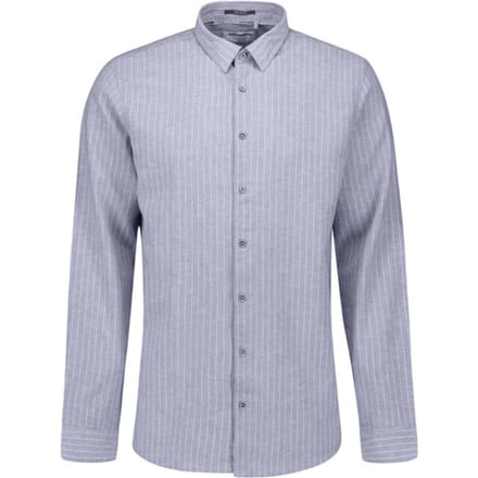 No Excess Shirt vertical small stripe with li indigo blue