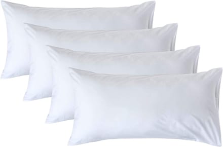 Homescapes Kussensloop 50x90 cm Set van 4 – Wit – 100% Egyptisch Perkal Katoen – 200 TC