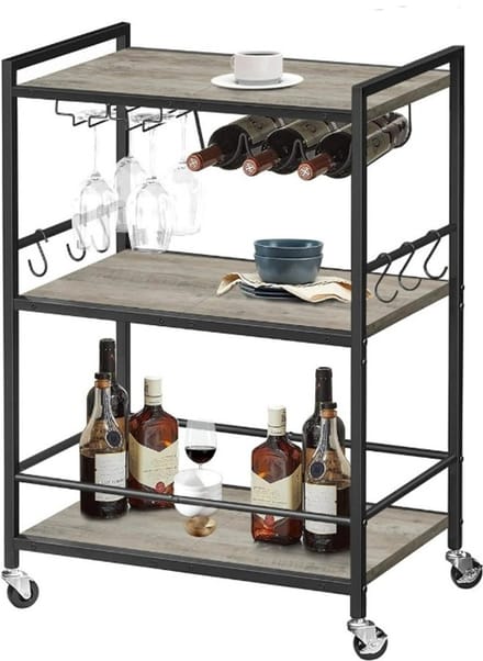 Hoppa! - Serveerwagen - 60x33x83 cm - Greige - Metaal & Hout