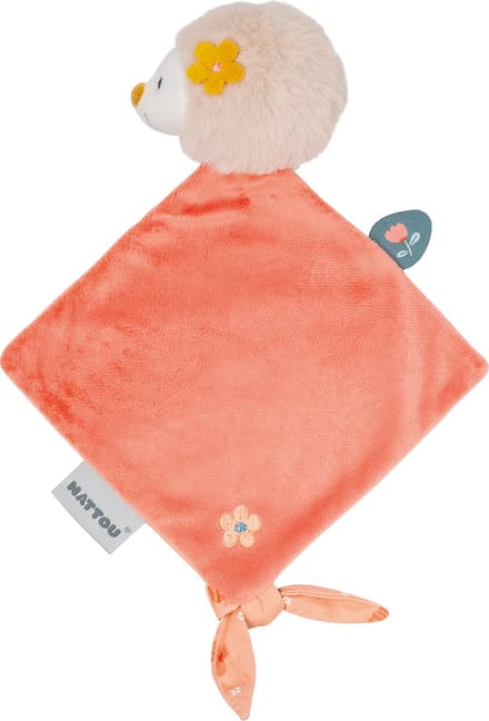 Nattou Egel Zoe - Knuffeldoekje Doudou - 30x20 cm - Koraal