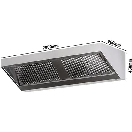 GGM Gastro Wandhaube - 2000mm - mit Filter & Lampe Zilver