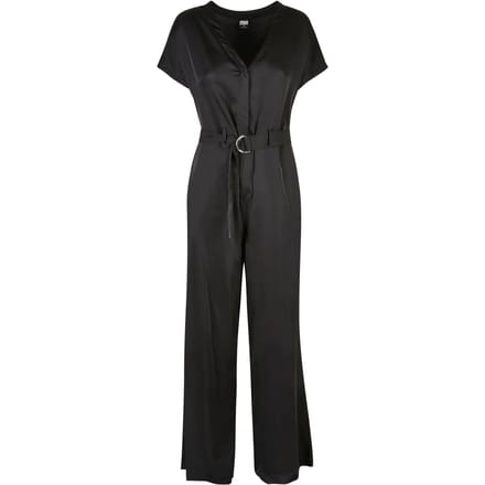 Urban Classics - Satin Wide Leg Belt Jumpsuit - M - Zwart