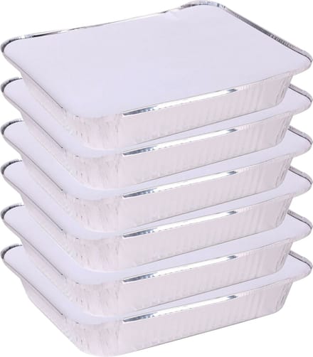 Elite Meal prep voedsel bewaar bakjes - Aluminium - 8x - 33 x 25 x 5 cm - met deksel