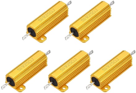 Weerstanden Set - Draadgewonden Componenten - Stroom Reguleren - Aluminium Behuizing - 50W 25 Ohm - Goud