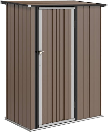 Outsunny Garden Storage Shed-Staal-142L x 84B x 177/189H cm-Bruin