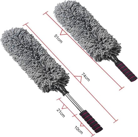 Autostofdoek Borstel - Microvezel Reiniger - Auto Poetsen - Uitschuifbaar Telescoop - 48 cm - Grijs