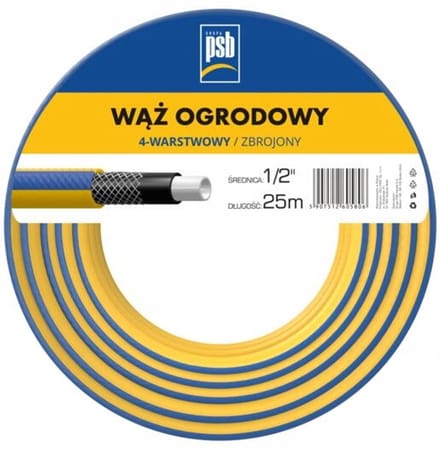 Tuinslang 25m 1/2" 4-laags - Flexibel, UV- en algenbestendig