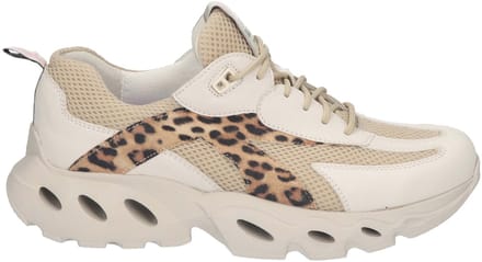 Durea - 6309 H - Lage sneakersDames sneakers - Kleur: Wit/beige - Maat: 39