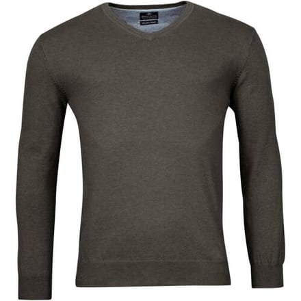 Baileys Trui Pima Cotton V-Neck Uni Color Single Knit Anthracite / male