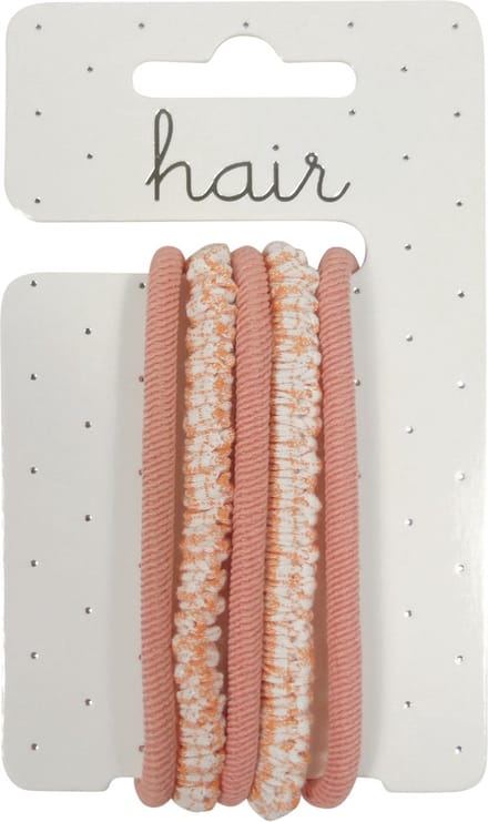 Elastiek/Scrunchie Set Ribbel en Ruit Décor - Coral - 5 stuks