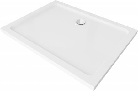 Mexen Flat rechthoekige slanke douchebak 90 x 80 , wit, sifon chroom - 40108090