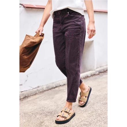 High Waist Barrel Leg jeans met Leo-Print