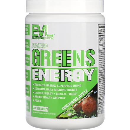 EVLution Nutrition, Stacked Greens Energy, Saveur Pomme Verger, 7,3 oz (207 g)