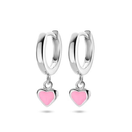 Zilver Gerhodineerd Klapoorringen Hart 1336083