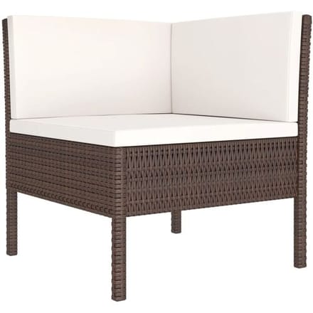 vidaXL - 6-delige - Loungeset - met - kussens - poly - rattan - bruin