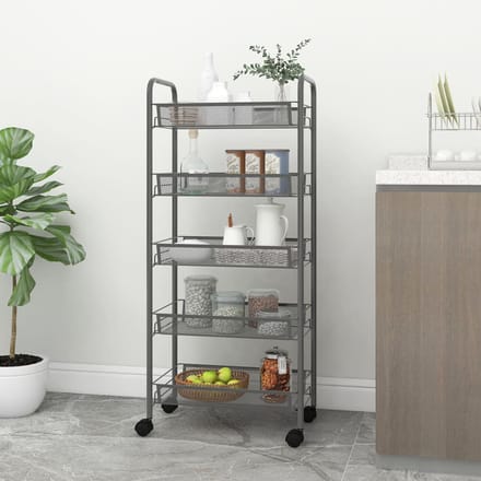 vidaXL - Keukentrolley - 5-laags - 46x26x105 - cm - ijzer - grijs
