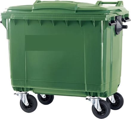 4 wiel afvalcontainer 660 liter groen