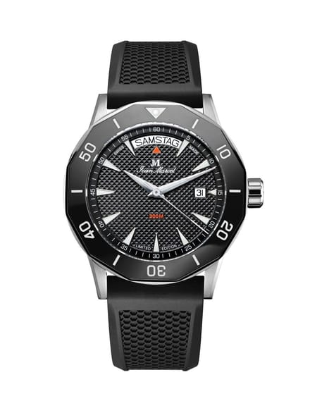 Jean Marcel Tropical Diver - horloge - zwart - rubber band zwart - 42 mm