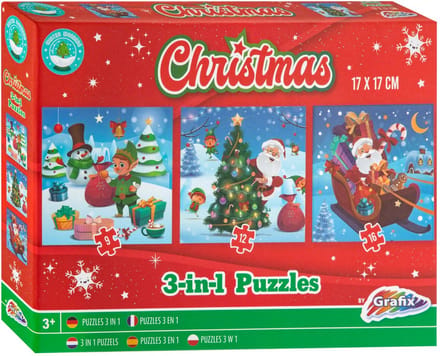Grafix kerst puzzel 3-in-1 - winter speelgoed voor kinderen.