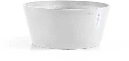 Ecopots Frankfurt 40 - Pure White - Ø41 x H17,8 cm - Ronde witte bloempot