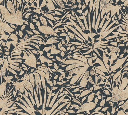 BLADEREN BEHANG | Botanisch - zwart goud - A.S. Création The Bos