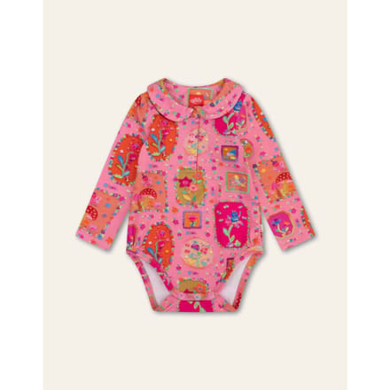Oilily - Olive romper long sleeve - Roze - 62/6m