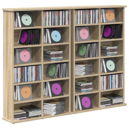 vidaXL - CD - Kast - 2 - st - Sonoma - Eiken - 60 - x - 17 - x - 92 - cm - Bewerkt - hout