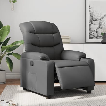 vidaXL - Fauteuil - verstelbaar - elektrisch - kunstleer - grijs