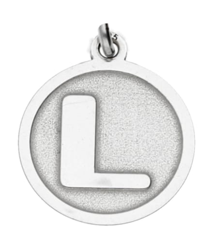 Zilveren Letter L rond mat en glans kettinghanger