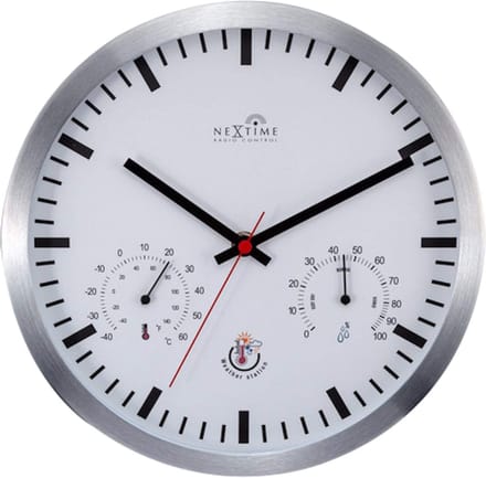 NeXtime Station – Stationsklok – 25 cm – Metaal – Wit – Zendergestuurd