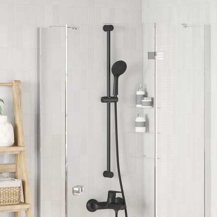 vidaXL - Douchkop - Houder - Zwart - 100 - cm - Roestvrij - staal