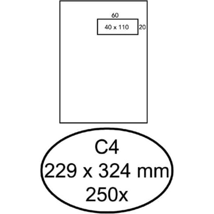Envelop Quantore C4 229x324mm venster 4x11cm rechts zelfklevend 250st