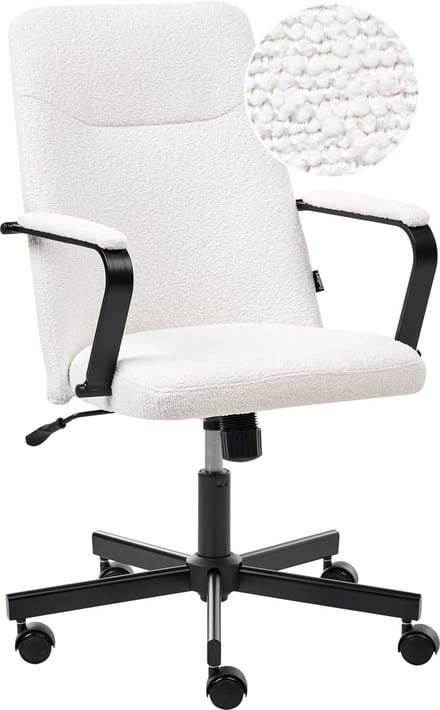 CAROGA - Bureaustoel - Wit - Bouclé