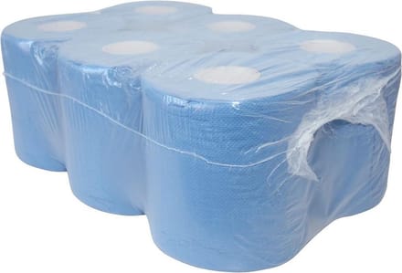 Midirollen p52313 poetspapier blauw 2laags 400vel geperforeerd 150m 6rollen (52313)
