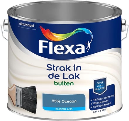 Flexa - Strak In De Lak Buitenlak Zijdeglans - 85% Oceaan - Mengverf - 2,5 L