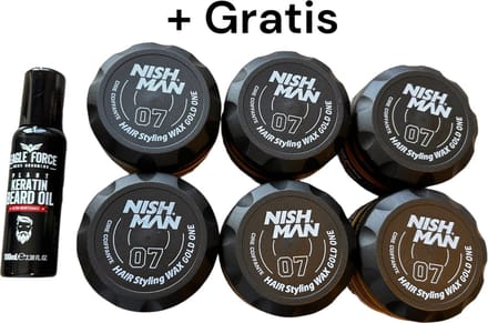 NISHMAN 07 HAIR STYLING WAX GOLD ONE 6 STUKS+ Eagle Force 100ml Baard olie