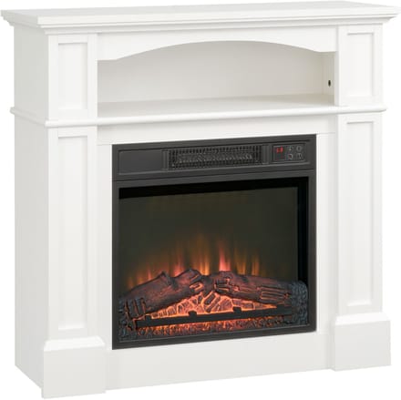 Elektrische Haard met Schouw - Realistisch LED Vlameffect - 1800W Verwarming - Woonkamer - Wit