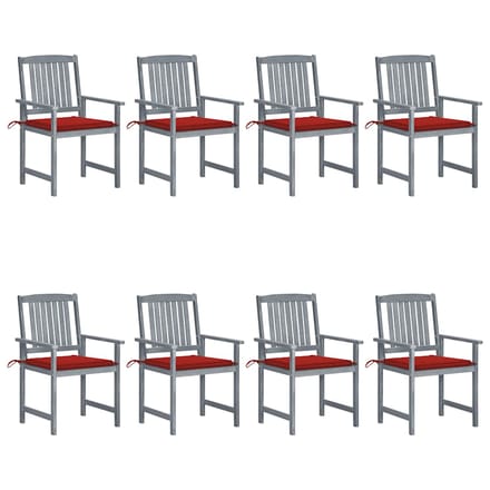 vidaXL - Tuinstoelen - 8 - st - met - kussens - massief - acaciahout - grijs