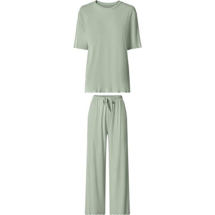 ESMARA Dames geribde pyjama (Groen, XS (32/34))