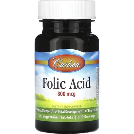 Foliumzuur, 800Mcg, Plantaardige Tabletten, 300 Tabletten