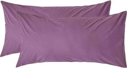 Homescapes Kussensloop 50x90 cm Set van 2 – Paars – 100% Egyptisch Perkal Katoen – 200 TC