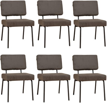 Bronx71® Industriële eetkamerstoel Espen antraciet eco-leer - Eetkamerstoelen set van 6 - stoel