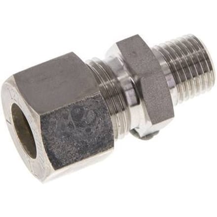 12L & R1/4'' RVS Rechte Knelfitting Buitendraad 315bar ISO 8434-1