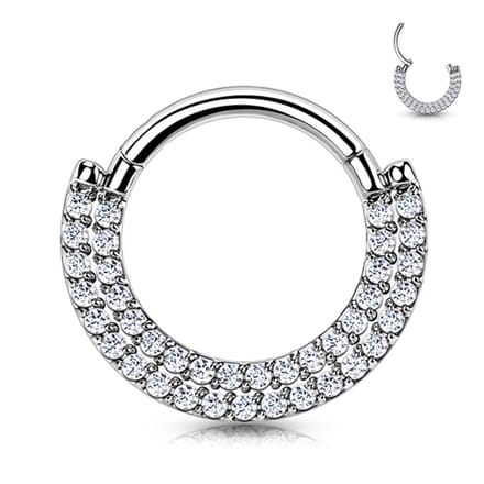 Piercing titanium double layer gemmed clicker 1.2x10 - zilver - LMPiercings