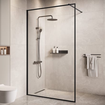 Badplaats Douchewand Georgia 120 x 200 cm – Zwart – Inloopdouche 8 mm Veiligheidsglas