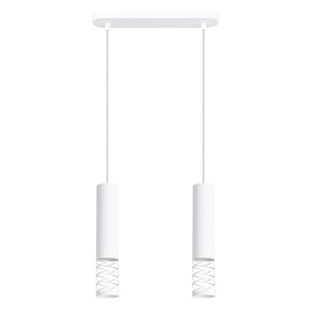 Hanglamp LAMI 2 met 2 opengewerkte spiraalkappen in lijn - Sollux Lighting - IP20 - Wit staal behuizing - 33 x 6 x 125 cm - 2 x GU10 LED, exclusief lichtbron - 2 x 10 W - Moderne hanglamp voor woonkamer, slaapkamer en eetkamer