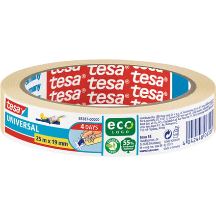 Tesa Afplaktape - 1x rol - wit - 19 mm x 25 m - schilderstape - maskeertape - Masking tape