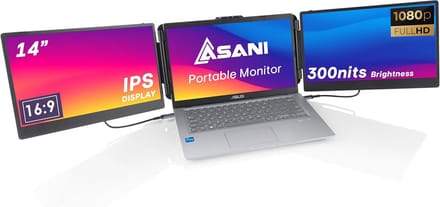 Draagbare Tri-Screen Monitor voor Laptops - 13.3 Inch Full HD USB-C/USB-A Dual Screen Extender