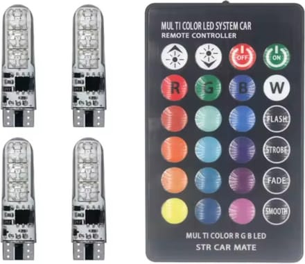 T10 W 5w 194 168 5050 Festoon Dome Light Wedge Side Led SilicaGel LED Remote Controller Lamp RGB Bulbs Breedte Indicator