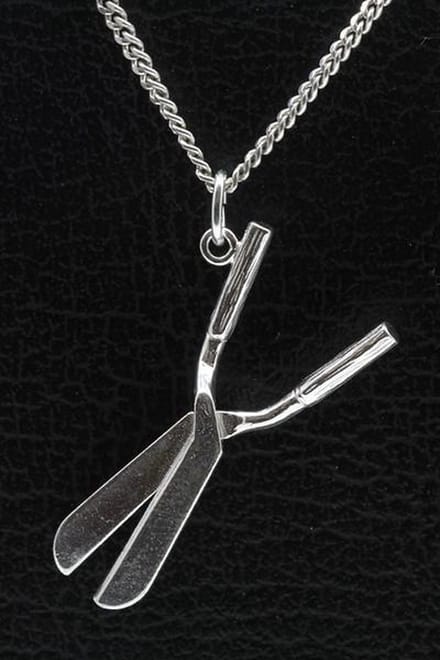 Zilveren Heggeschaar ketting hanger
